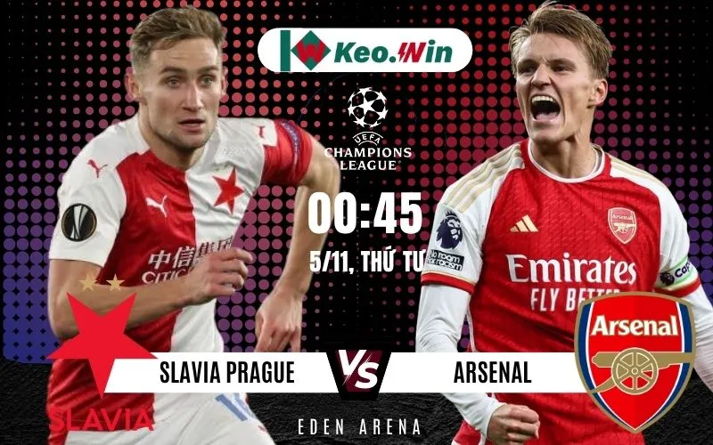 Slavia Prague vs Arsenal trong khuôn khổ vòng bảng Champions League 2025/2026